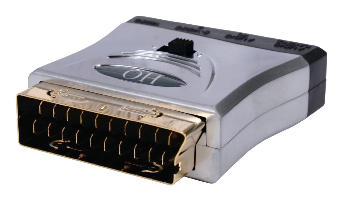 Adaptateur 3 x rca femelle + mini-din 4 femelle vers péritel mâle doré hq