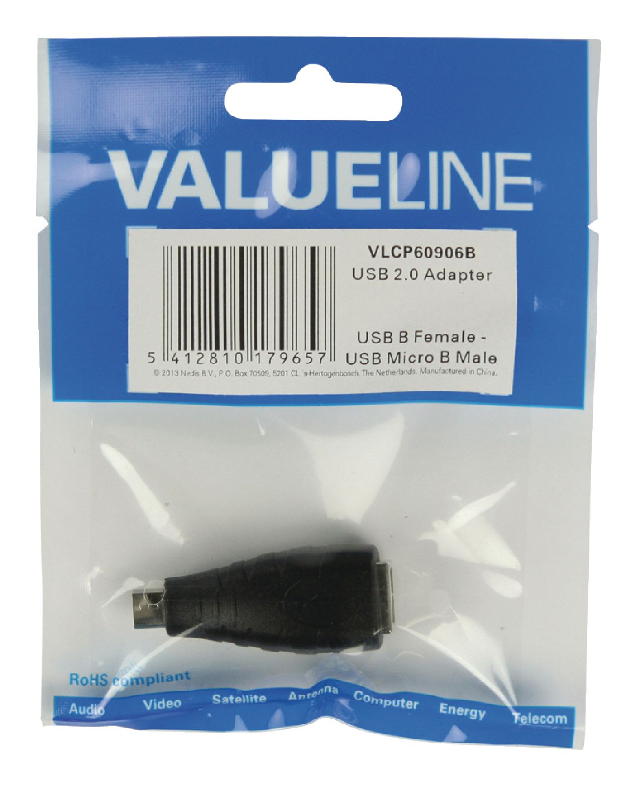 Adaptateur usb 2.0 usb - b femelle / micro-usb-b male