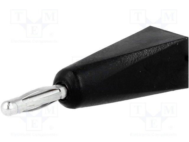 Fiche banane mâle 2.0mm  -  cat1  60vdc 5a -  a souder - noire -