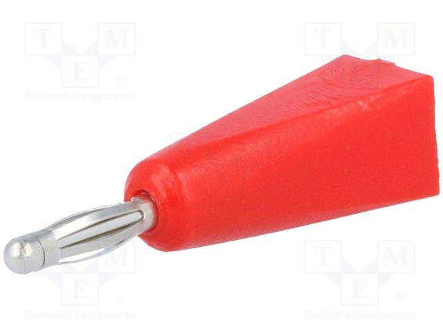 Fiche banane mâle 2.0mm  -  cat1  60vdc 5a -  a souder - rouge -