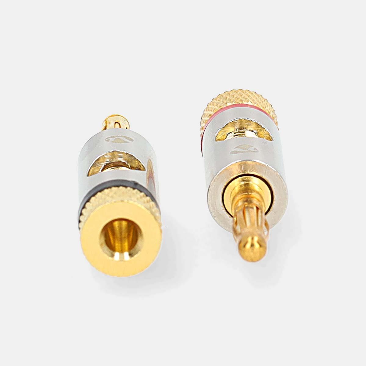 Fiche bananes mâle 4mm haute qualité / plaqué or / blister de 2 pièces