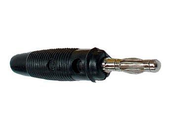 Fiche banane mâle 4.0mm  - cat1  60vdc 36a - avec reprise transversale -  a visser pour cable 1.5mm2 - noire -