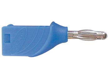 Fiche banane mâle 4.0mm  - cat1  60vdc 36a -  avec reprise arrière - a souder - bleue -