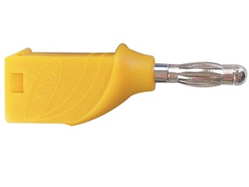 Fiche banane mâle 4.0mm  - cat1  60vdc 36a -  avec reprise arrière - a souder - jaune -