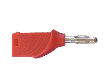 Fiche banane mâle 4.0mm  - cat1  60vdc 36a -  avec reprise arrière - a souder - rouge -