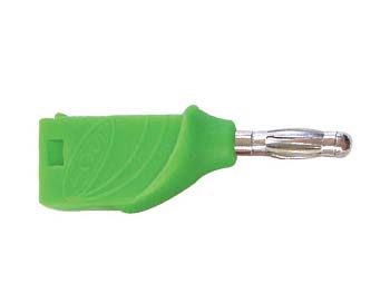 Fiche banane mâle 4.0mm  - cat1  60vdc 36a -  avec reprise arrière - a souder - verte -