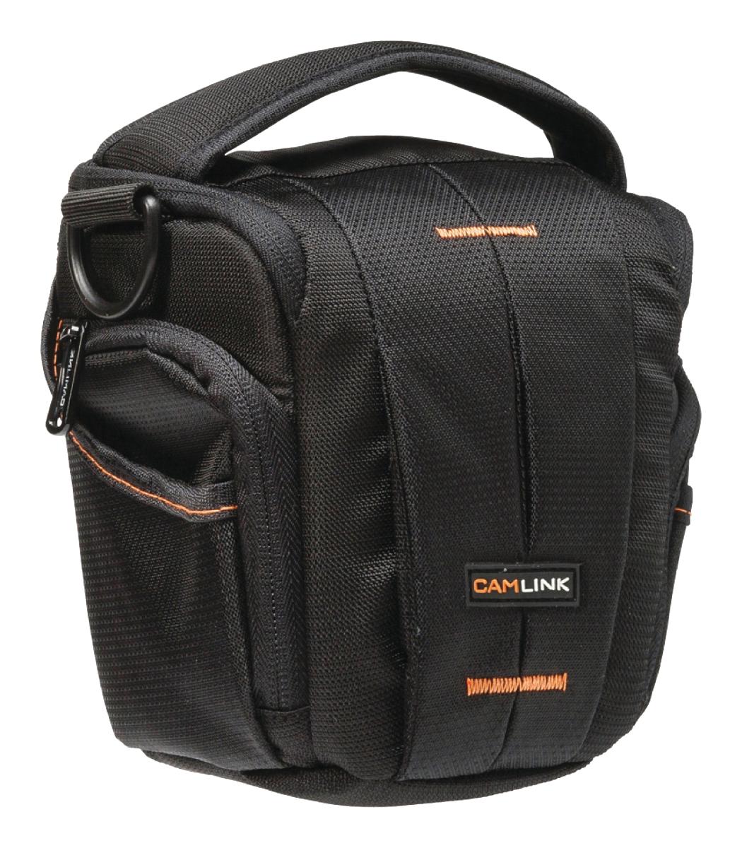 Sac bandoulière pour appareil photo / camera 160-185 x 145 x 140 mm noir/orange