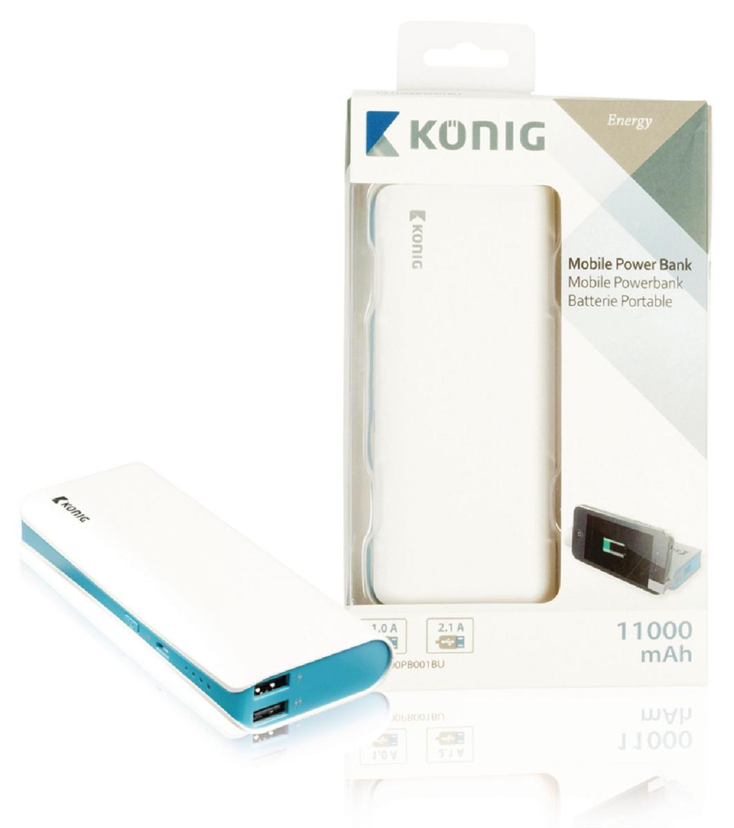 Batterie portable 11000ma/h  sortie 2 x usb : 5v 1a + 5v 2.1a blanc ( powerbank )