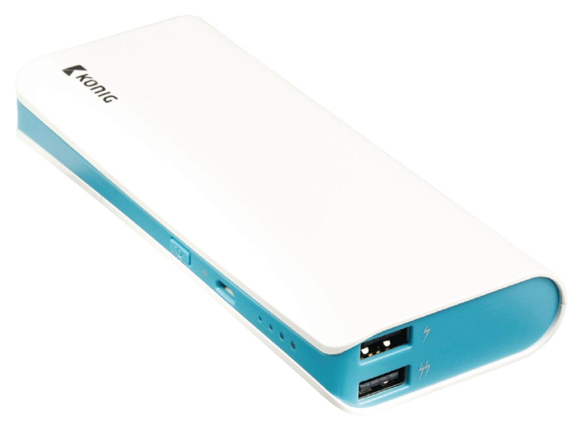 Batterie portable 11000ma/h  sortie 2 x usb : 5v 1a + 5v 2.1a blanc ( powerbank )