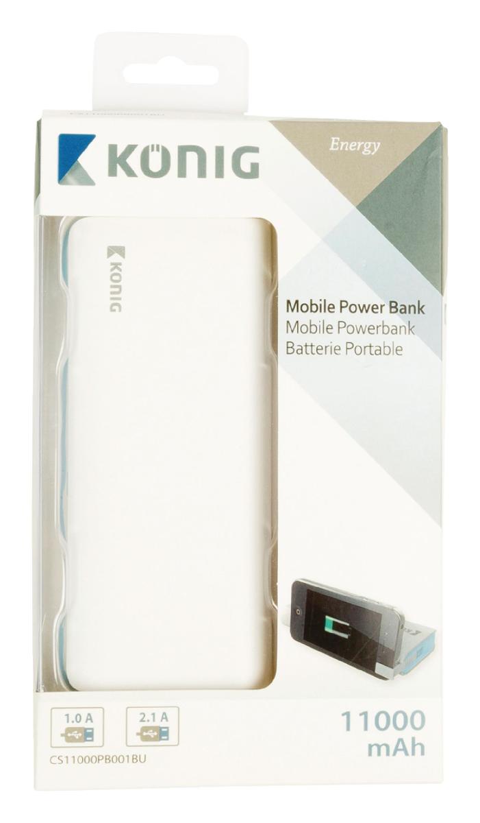 Batterie portable 11000ma/h  sortie 2 x usb : 5v 1a + 5v 2.1a blanc ( powerbank )