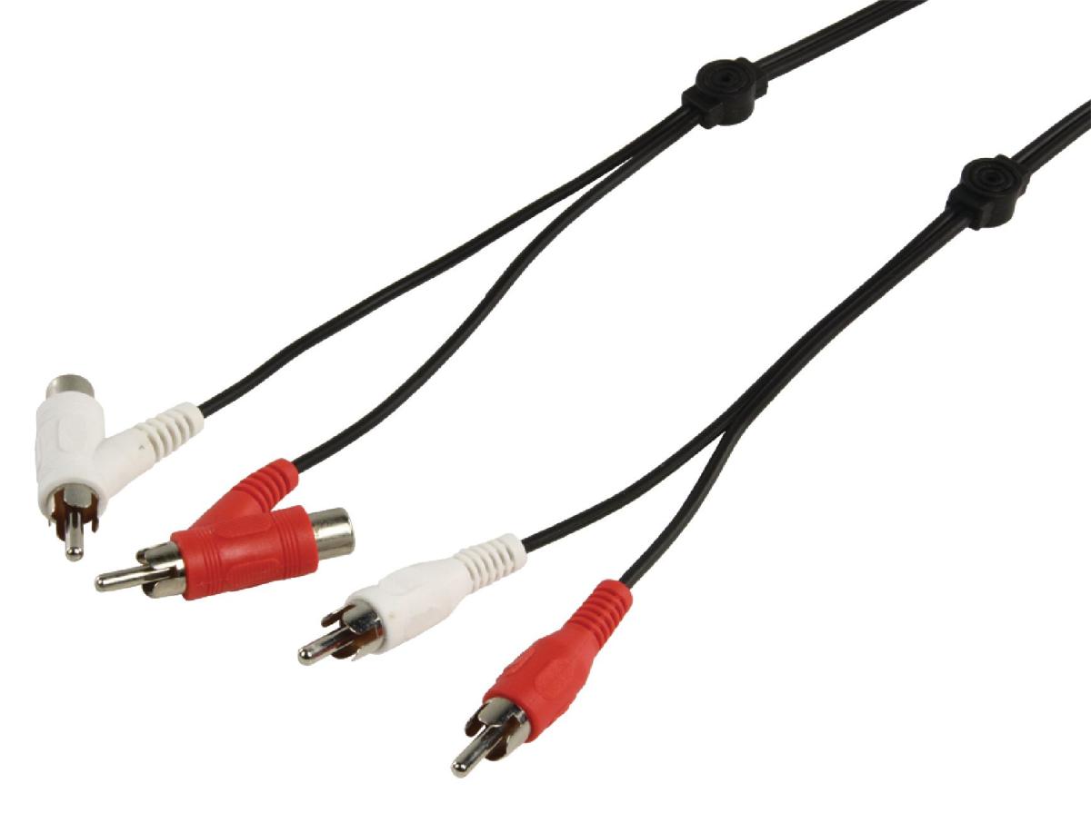 Cordon audio-vidéo 2 x rca mâle / 2 x rca mâle - femelle l=1.50m