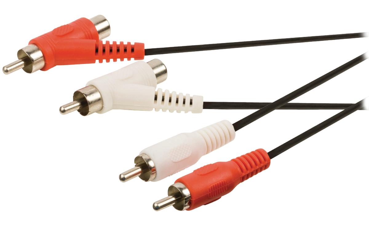 Cordon audio-vidéo 2 x rca mâle / 2 x rca mâle - femelle l=1.50m