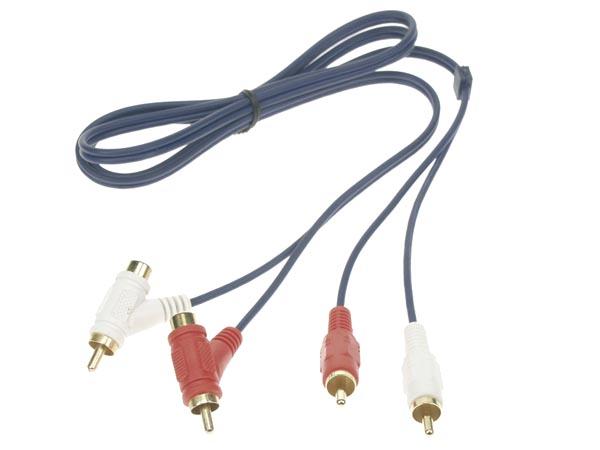 Cordon audio-vidéo 2 x rca mâle / 2 x rca mâle - femelle l=1.50m