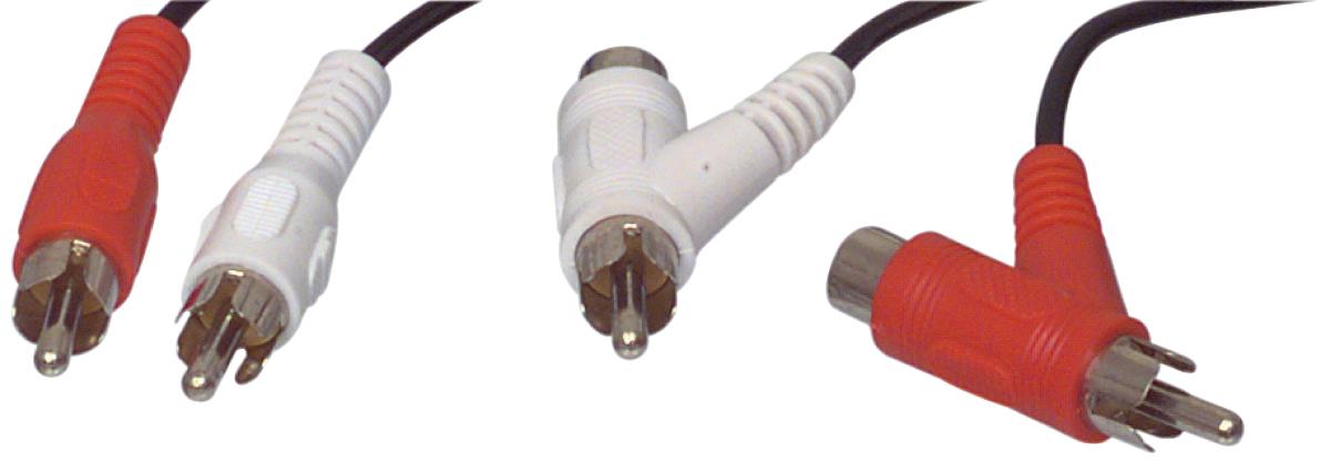 Cordon audio-vidéo 2 x rca mâle / 2 x rca mâle - femelle l=1.50m