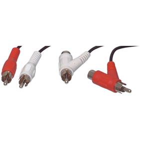 Cordon audio-vidéo 2 x rca mâle / 2 x rca mâle - femelle l=1.50m