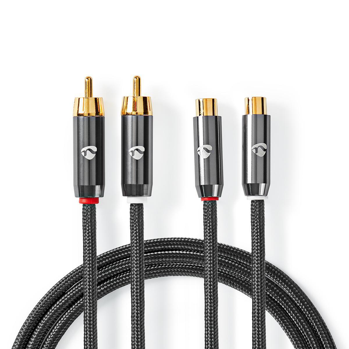 Cable double rca (cinch) stéréo male vers femelle (rallonge) l=2.00m