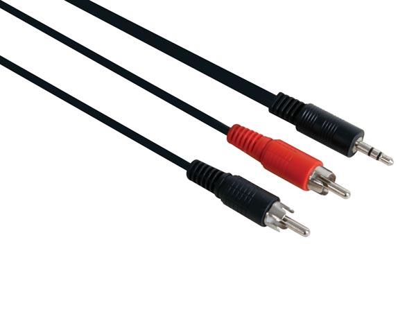 Cordon audio-vidéo jack mâle 3.5mm stéréo / 2 x rca mâle l=10m