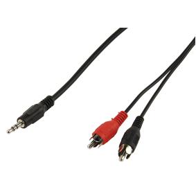 Cordon audio-vidéo jack mâle 3.5mm stéréo / 2 x rca mâle l=5m