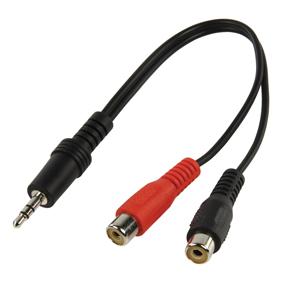 Cordon audio-vidéo jack 3.5mm mâle stéréo / rca femelle x2 l=0.20m