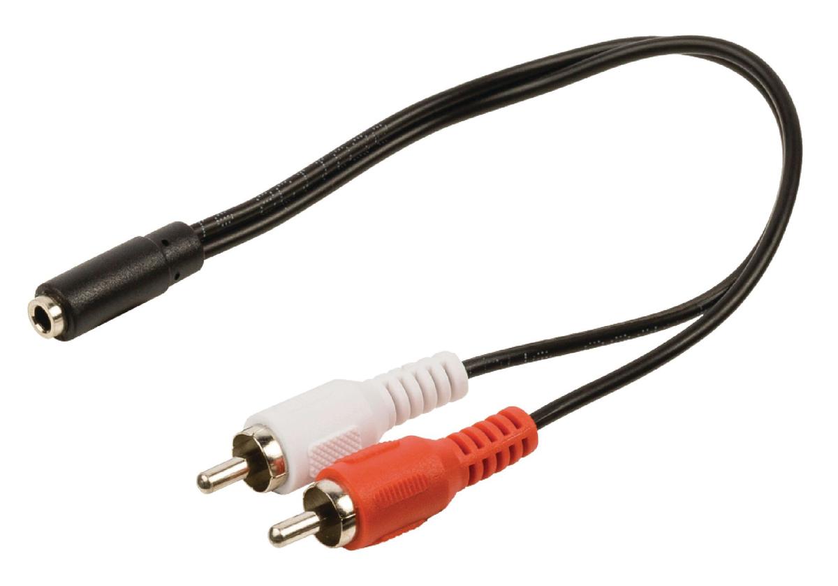 Cordon audio-vidéo jack femelle 3.5mm stéréo / 2 x rca mâle l=0.20m