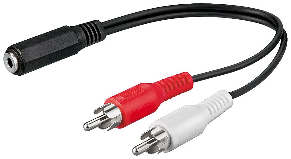 Cordon audio-vidéo jack femelle 3.5mm stéréo / 2 x rca mâle l=0.20m