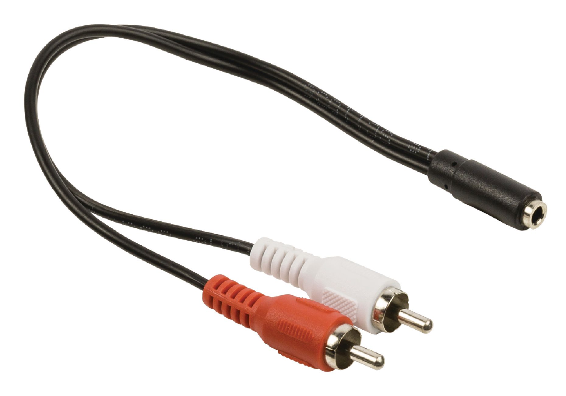 Cordon audio-vidéo jack femelle 3.5mm stéréo / 2 x rca mâle l=0.20m