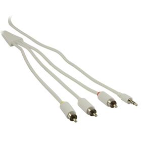 Cordon audio-vidéo jack mâle 3.5mm 4 poles  / 3 x rca mâle l=1.50m pour ipod / iphone ...