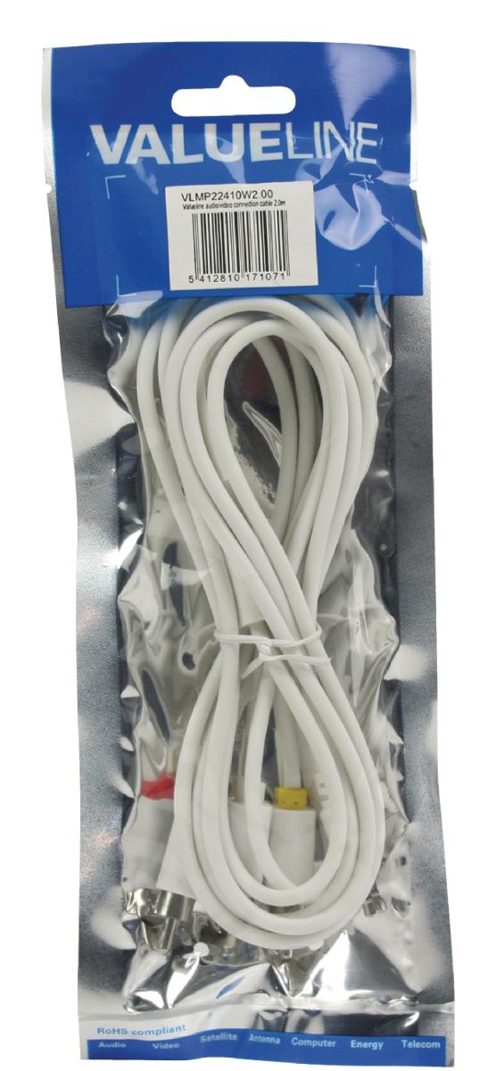 Cordon audio-vidéo jack mâle 3.5mm 4 poles  / 3 x rca mâle l=1.50m pour ipod / iphone ...