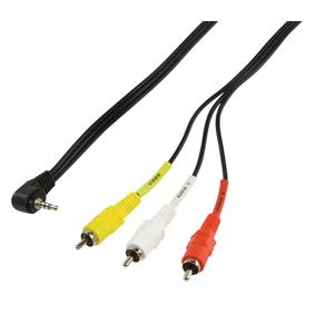 Cordon audio-vidéo jack mâle 3.5mm 4 poles coudé / 3 x rca mâle l=1.00m