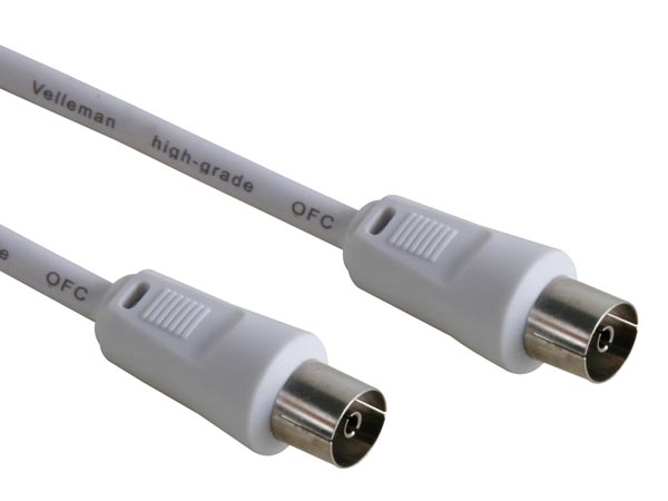 Cable tv - coax male vers coax femelle, 5m, blanc  l=20m