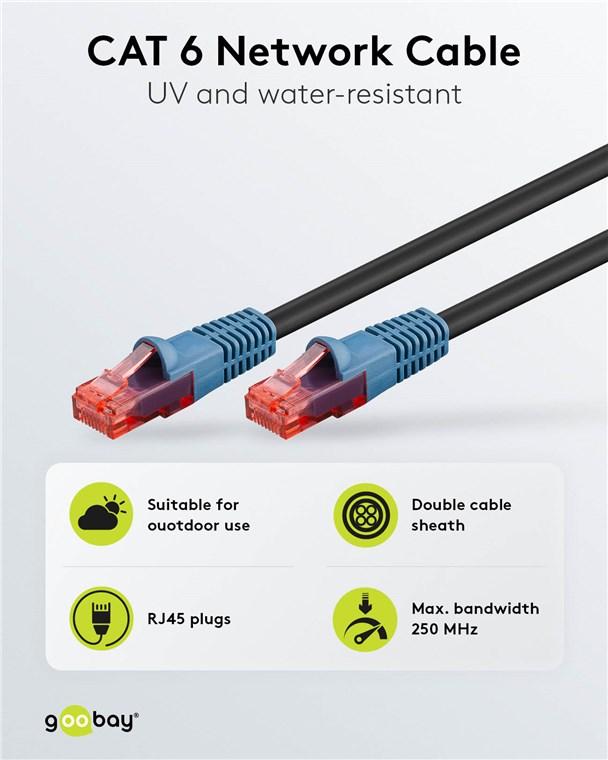 Cordon informatique rj45 mâle / rj45 mâle l=20m cat6 utp pour exterieur