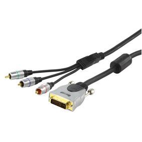 Cordon informatique dvi-i 18 + 5 mâle / rca mâle x3 (rgb) l=10m