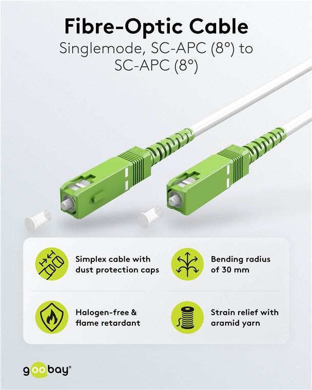 Cordon simplex fibre optique sc-apc / sc-apc 2m (internet) l=1m