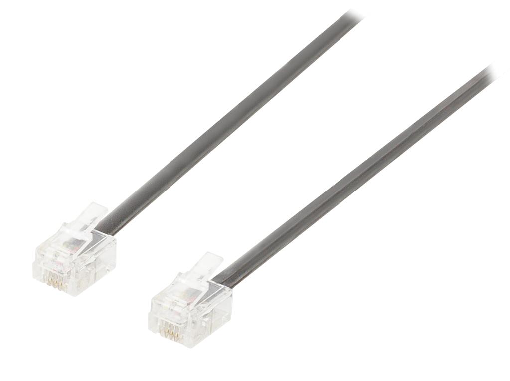 Cordon téléphone rj11 mâle (6p/4 c) / rj11 mâle (6p/4 c) l=2m noir