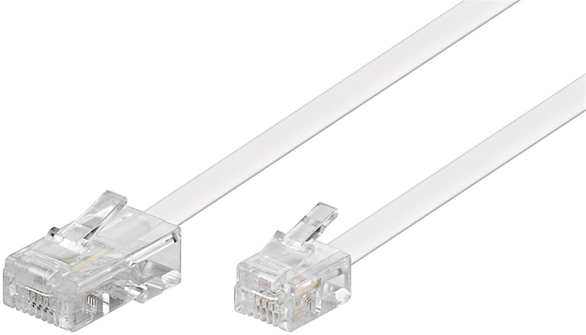 Cordon telephone rj11 male (6p/4c) / rj45 male (8p/4c) l=3m blanc