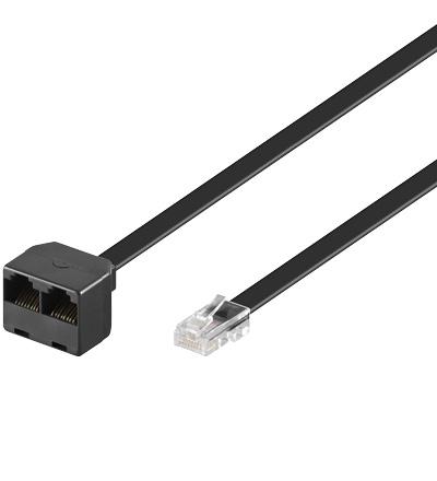 Cordon téléphone rj45 mâle (8 plots / 8 contacts) / rj45 femelle x 2 (8 plots / 8 contacts) l=6m