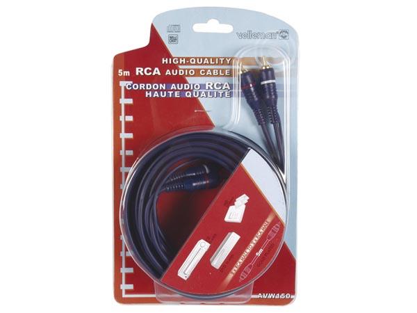 Cordon audio-vidéo 2 x rca mâle / 2 x rca mâle l=5m