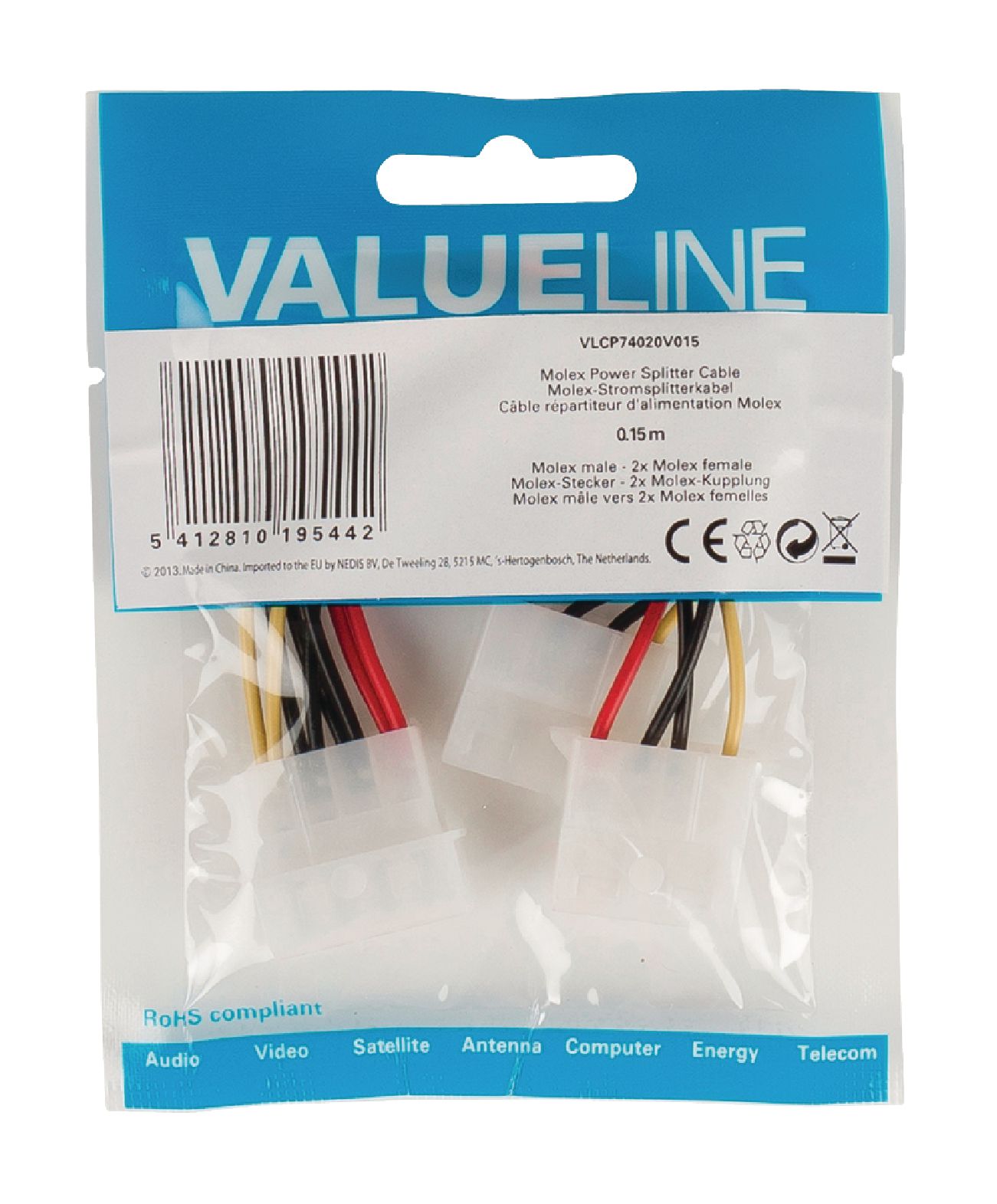 Nedis Adaptateur d'alimentation Molex mâle vers Molex femelle + Connecteur  ventilateur 3 broches - Alimentation - Garantie 3 ans LDLC