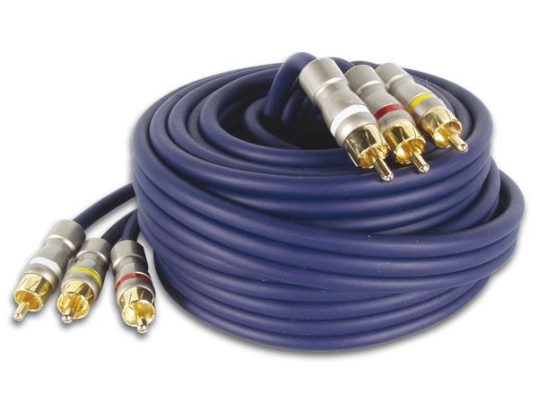 Cordon audio-vidéo haut de gamme 3 x rca mâle / 3 x rca mâle l=10m