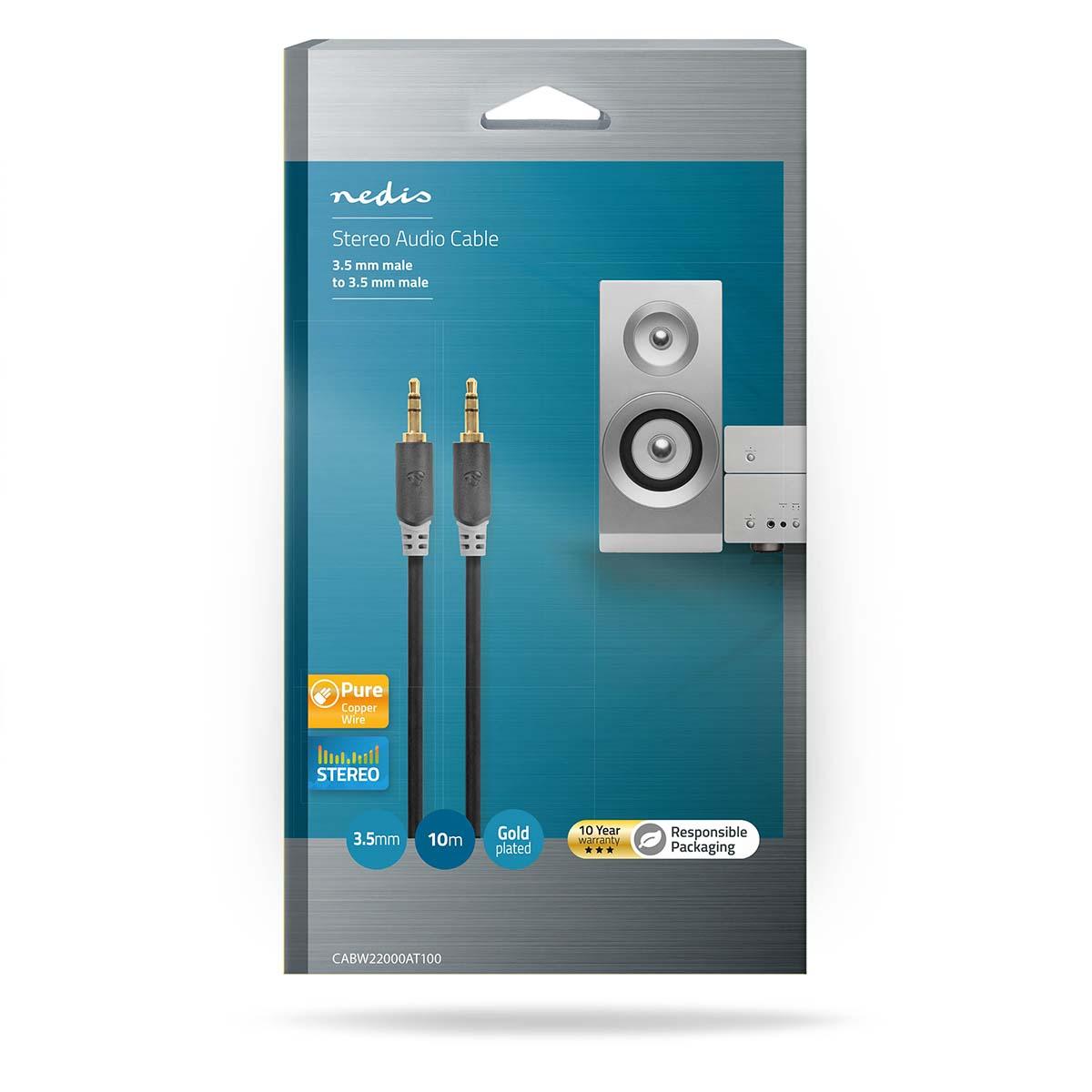Cordon audio-vidéo haut de gamme jack 3, 5mm mâle stéréo / jack 3, 5mm mâle stéréo l=10m