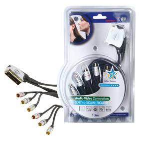 Cordon télévision haut de gamme péritel mâle / rca mâle x6 l=1.5m
