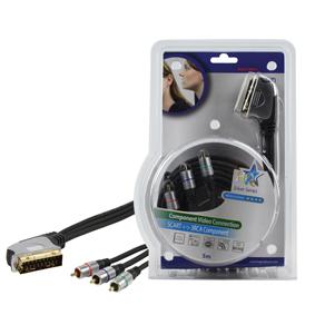 Cordon audio-vidéo péritel mâle / 3 x rca (yuv) l=5m