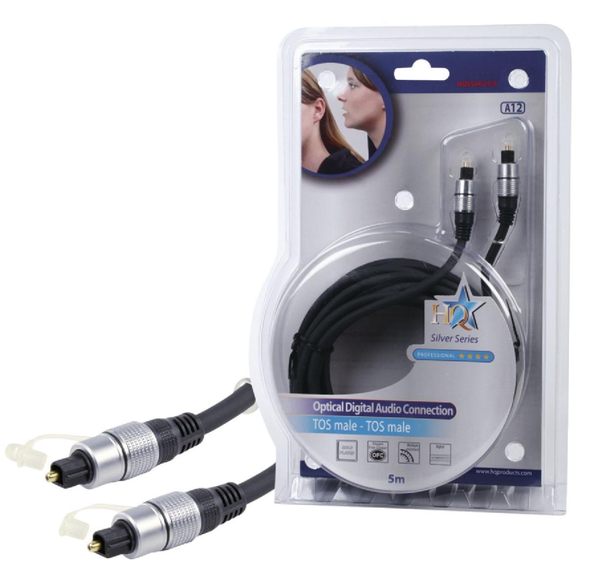 Cordon audio-vidéo optique haut de gamme toslink mâle / toslink mâle l=5m