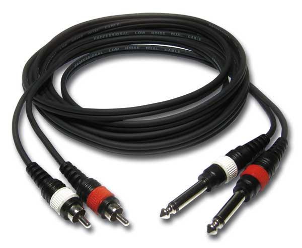 E44-Cordon audio-vidéo jack mâle 6.35mm stéréo / 2 x rca mâle l