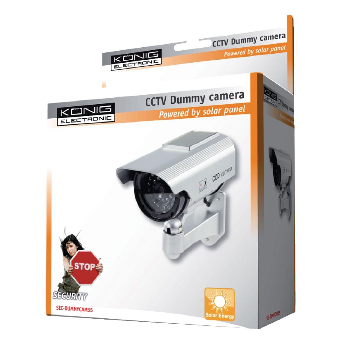 Camera factice exterieure avec panneau solaire et led clignotante