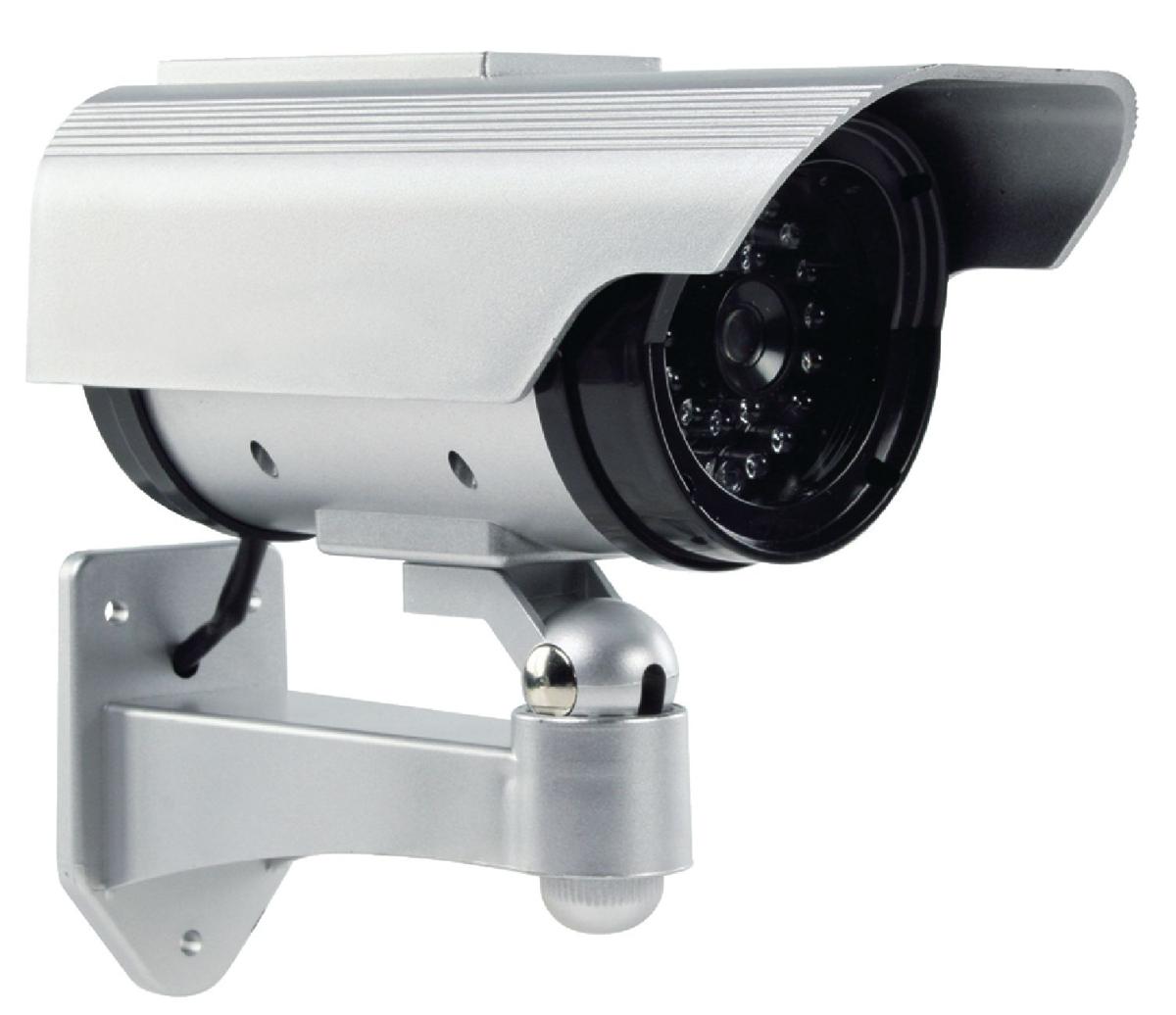 Camera factice exterieure avec panneau solaire et led clignotante