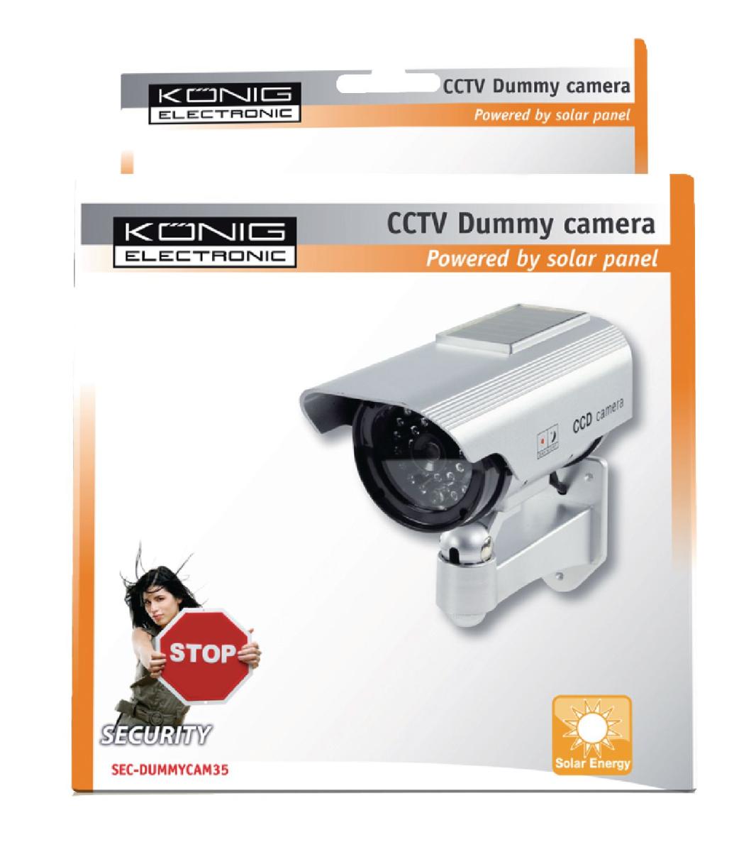 Camera factice exterieure avec panneau solaire et led clignotante