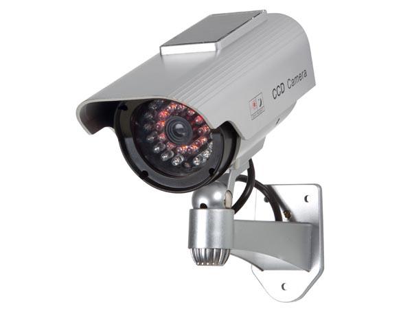 Camera factice exterieure avec panneau solaire et led clignotante