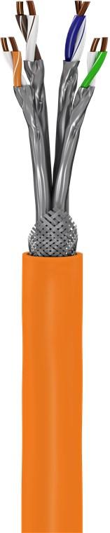 Cable ethernet cat 7a  double blindage s-ftp / 10gbps / 4 paires torsadées monobrin / orange / l=50m