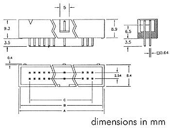 Connecteur he 2.54mm droit - 10 broches